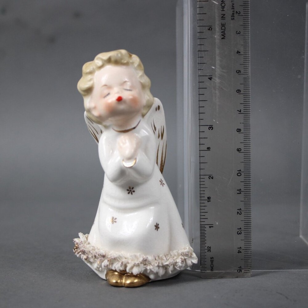 Fine A QualityvWhite Gold Multi Fine Quality Japan 5" Angel Girl Kiss Figurine - Picture 7 of 14